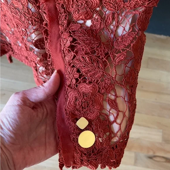 CULT GAIA Mackenzie Corded Sienna Lace Blazer Jacket Sz 4 Amended Buttons - Picture 7 of 11